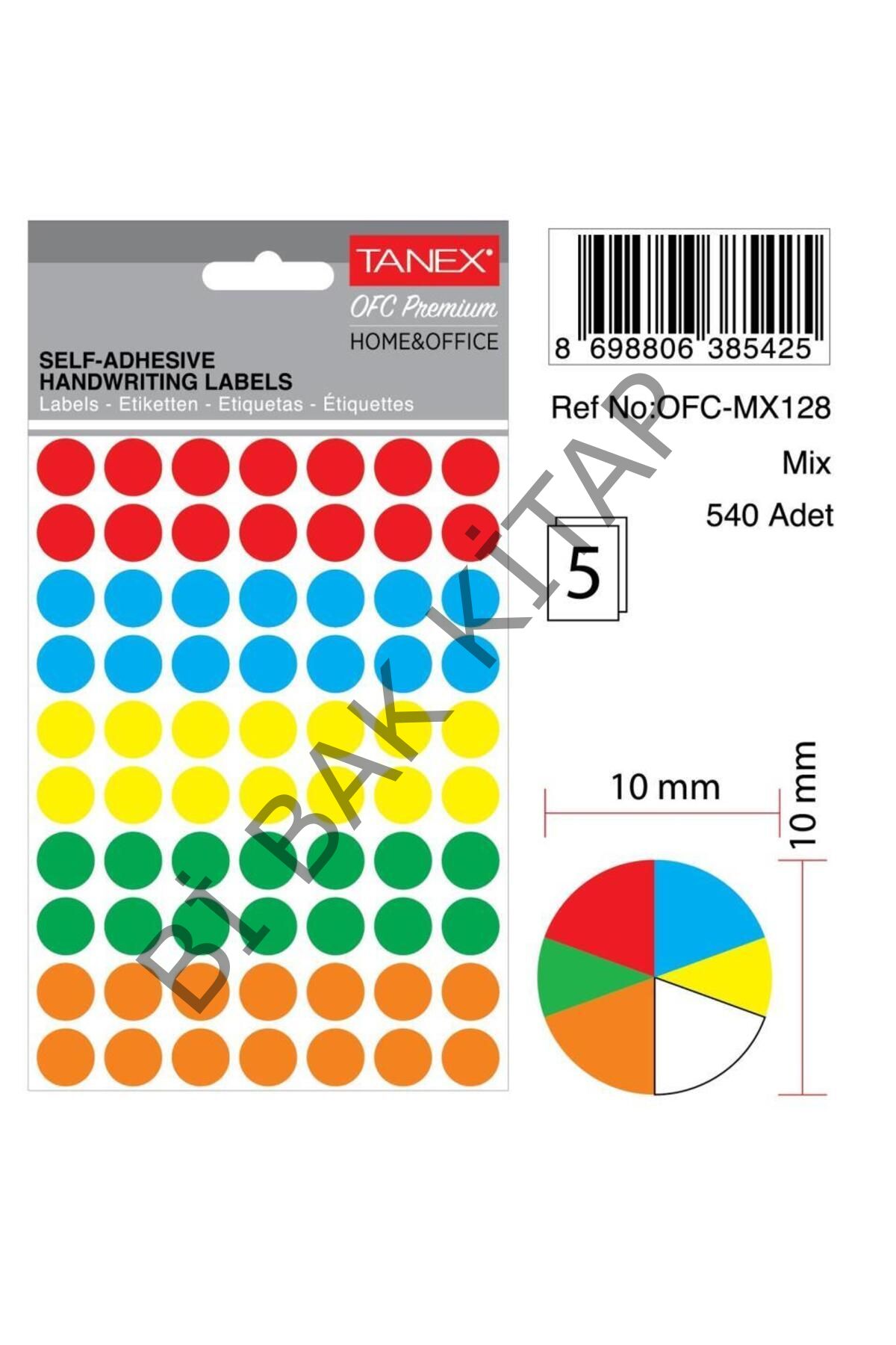 Ofc-128 Mıx Color Ofis Etiketi- ( 5 Adet )