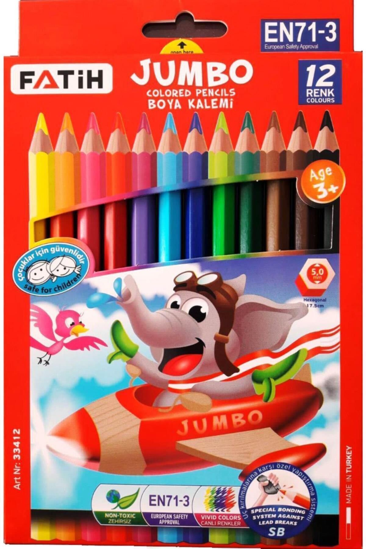 Jumbo Üçgen Kuru Boya Kalemi 12'li