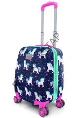 Kids Lacivert Pembe Unicorn Desenli Çocuk Valizi 16713