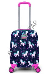 Kids Lacivert Pembe Unicorn Desenli Çocuk Valizi 16713