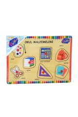 Ahşap Tutmalı Okul Malzemeleri Puzzle