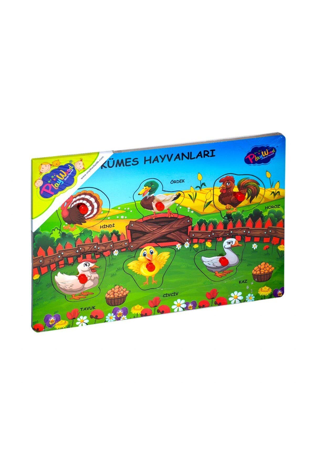 Ahşap Tutmalı Çiftlik - Kümes - Sevimli Hayvanlar Puzzle