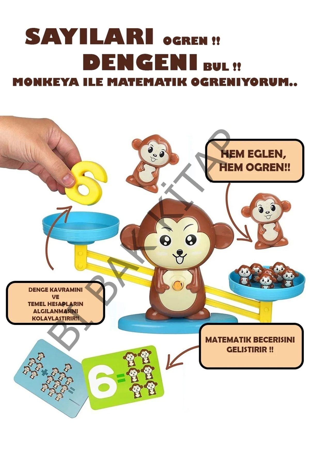 Eğitici Maymun Denge Oyunu, İşlem Kartlı Matematik Öğretici Oyun Seti