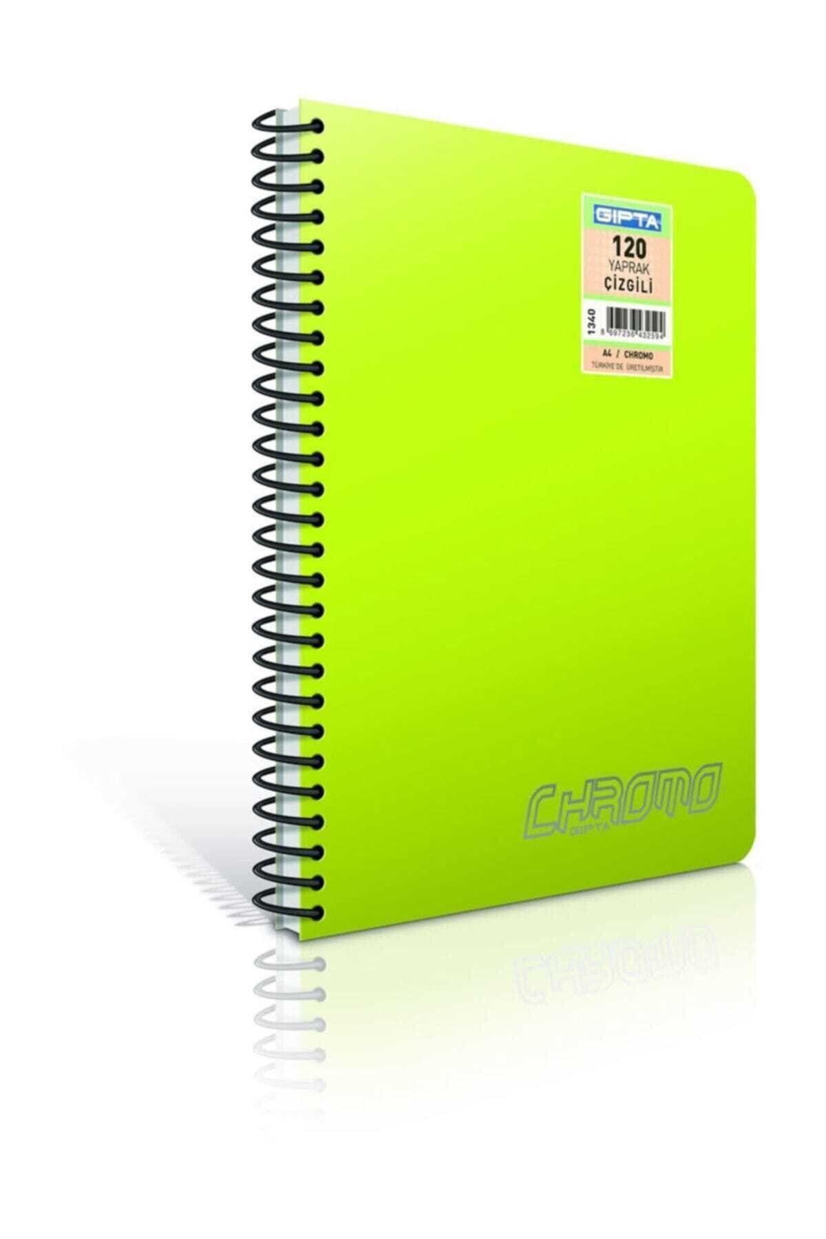Sarı Chromo Spiralli Plastik Kapaklı Defter 60 Yp Kareli