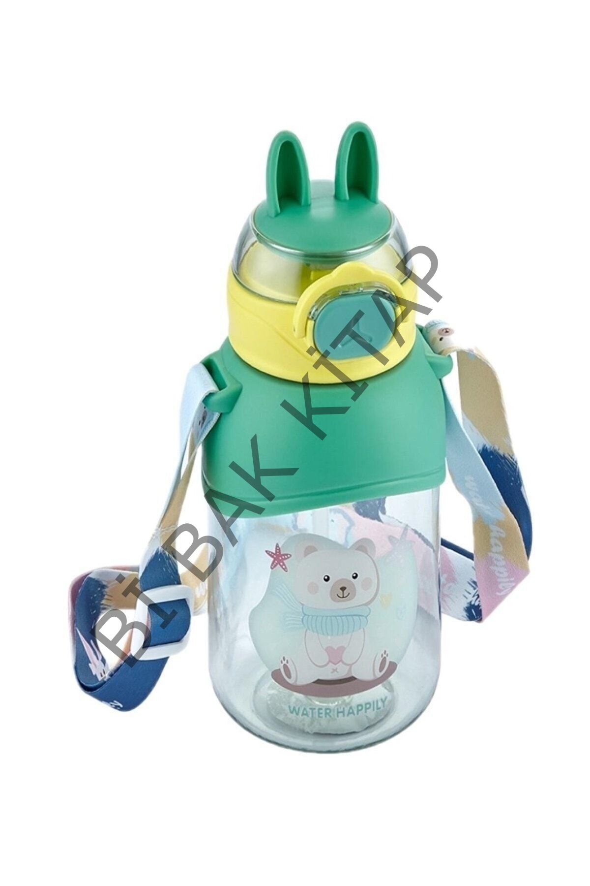 Boyun Askılı Pipetli Kilitli Kapak 650 Ml Okul Su Matarası 3 Renk