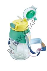 Boyun Askılı Pipetli Kilitli Kapak 650 Ml Okul Su Matarası 3 Renk