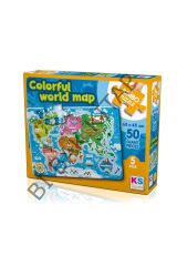 Mullurg  Urg01  Jumbo Puzzle 50 Parça Colorful World Map Dünya Haritası (Muul)