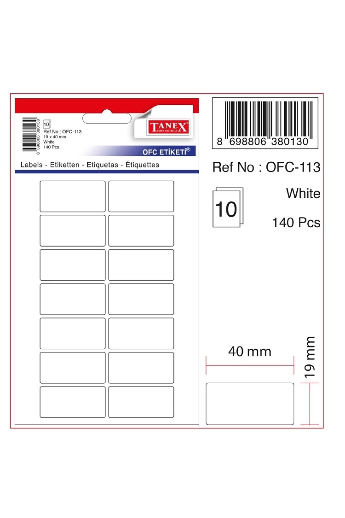Ofc-113 19x50 Beyaz Ofis Etiketi 10'lu
