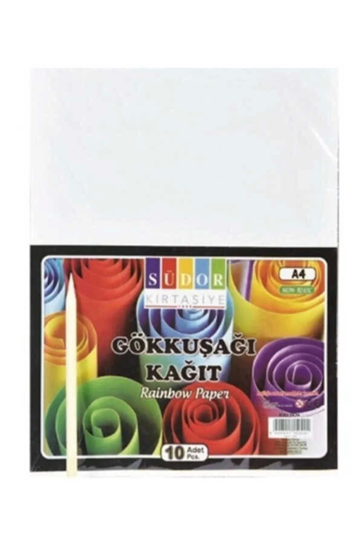 10'lu Gökkuşağı Kazımalı A4 Kağıt Ve Kazıma Çubuğu Seti